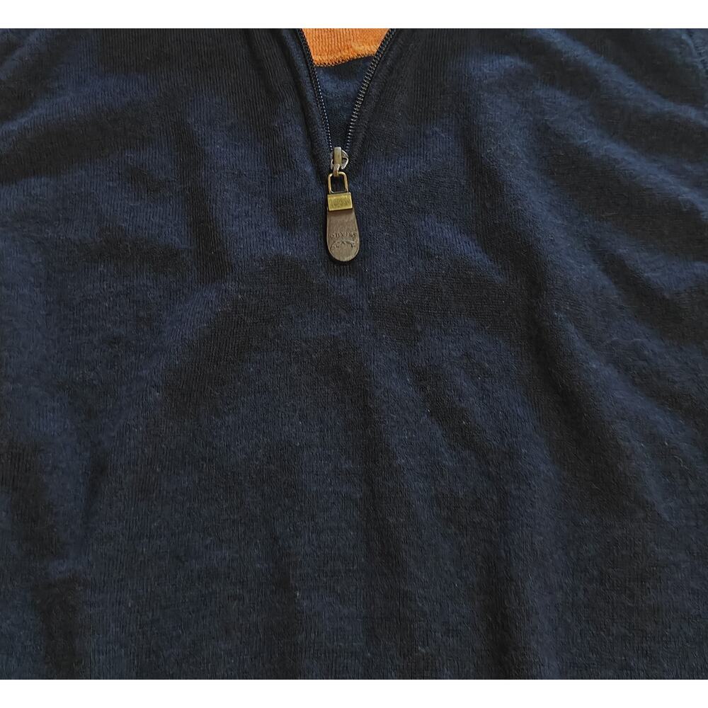 Orvis Navy Quarter Zip Sweater Vest Orange Lining Fly Fishing Logo M - Picture 3 of 5